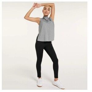 FLX Athletic Mock Neck Tank Top Women's XS Grey Recycled Comfy Slits Athleisure
